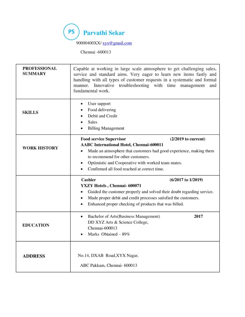 Job Resume Models For Freshers - Best Resume Examples